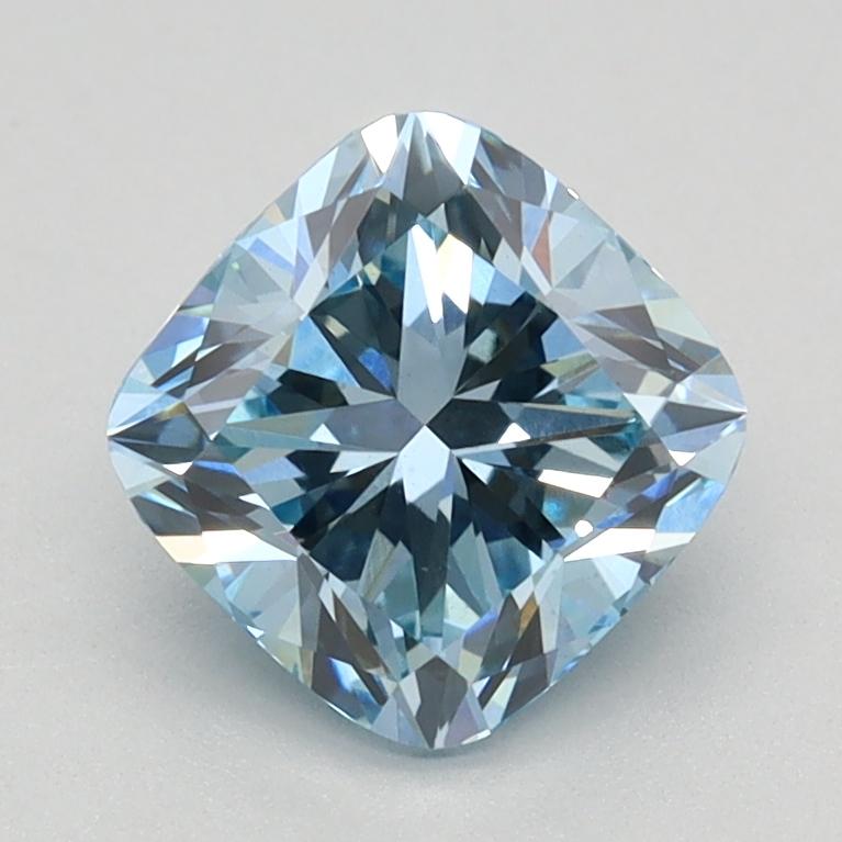 1.33 Ct. Fancy Vivid Blue Cushion Lab Grown Diamond