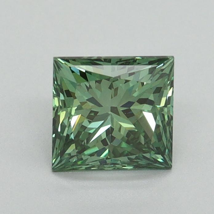 0.90 Ct. Fancy Vivid Green Princess Lab Grown Diamond