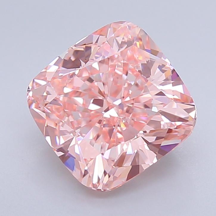 4.03 Ct. Fancy Vivid  Pink Cushion Lab Grown Diamond