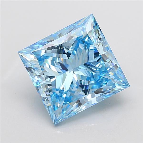 7.30 Ct. Fancy Vivid Blue Princess Lab Grown Diamond