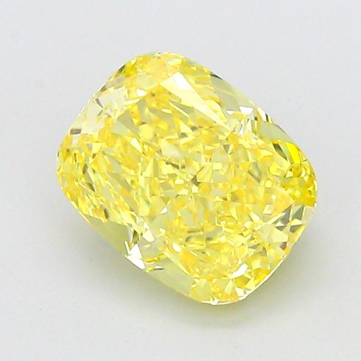 3.54 Ct. Fancy Vivid  Yellow Cushion Lab Grown Diamond