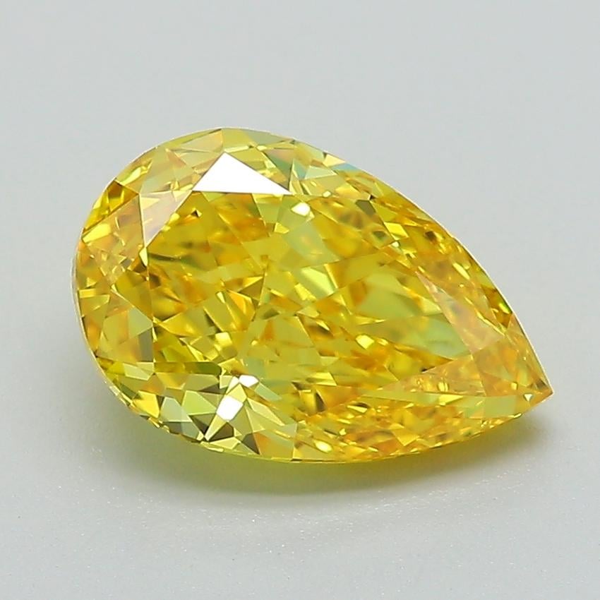 2.11 Ct. Fancy Vivid Yellow Pear Lab Grown Diamond