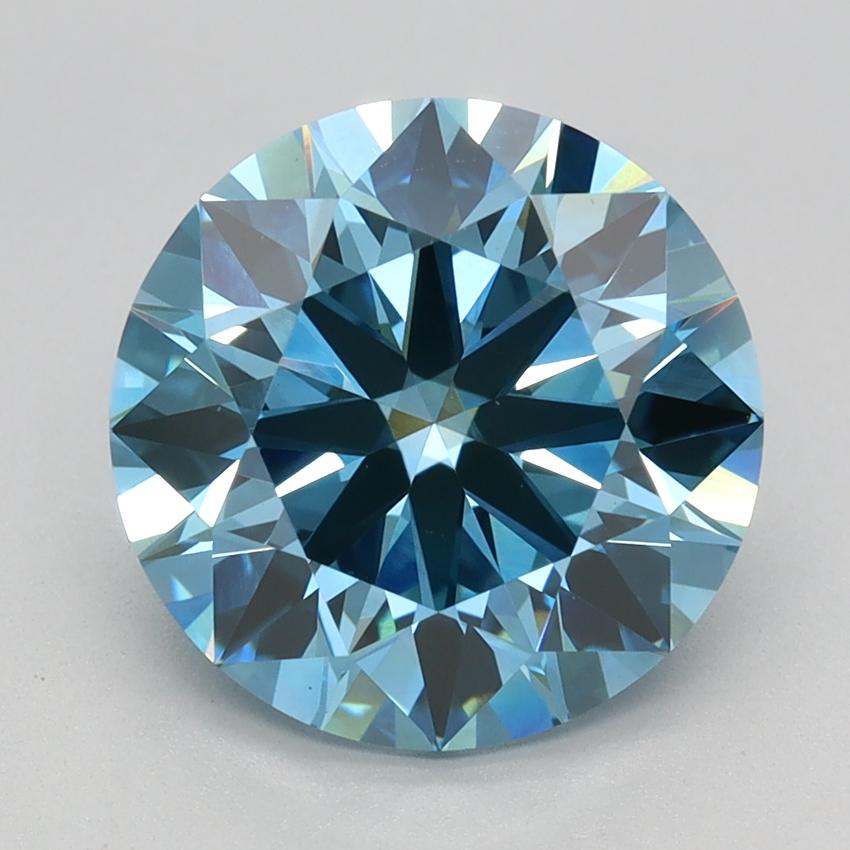 3.16 Ct. Fancy Vivid Blue Round Lab Grown Diamond