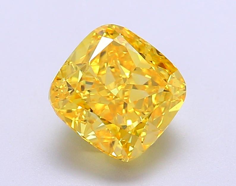 2.28 Ct. Fancy Vivid Yellow Cushion Lab Grown Diamond