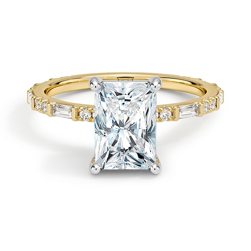 Custom Mixed Metal Baguette and Round Diamond Ring