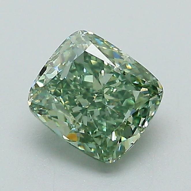 1.00 Ct. Fancy Vivid Green Cushion Lab Grown Diamond