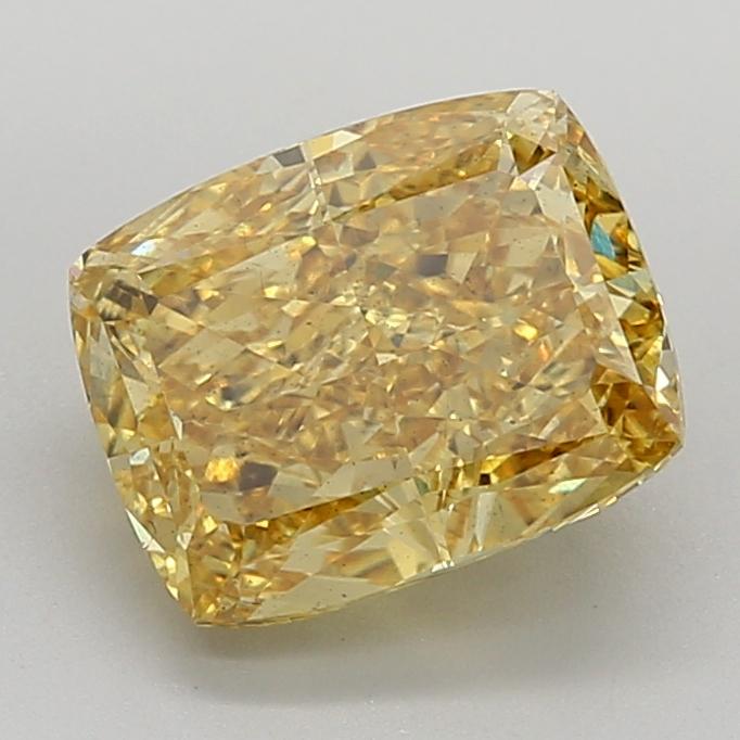 4.01 Ct. Fancy Vivid  Yellow Cushion Lab Grown Diamond