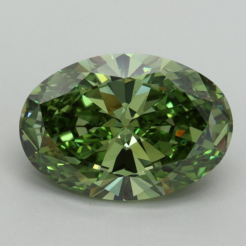 5.08 Ct. Fancy Vivid Green Oval Lab Grown Diamond