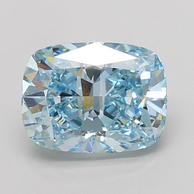 3.72 Ct. Fancy Intense Greenish Blue Cushion Lab Grown Diamond
