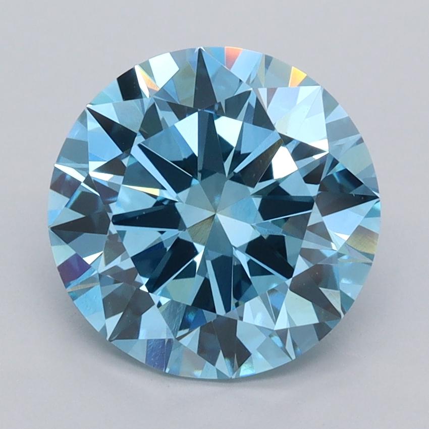 3.01 Ct. Fancy Vivid  Blue Round Lab Grown Diamond