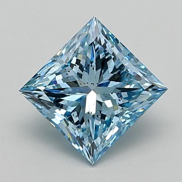 2.01 Ct. Fancy Vivid  Blue Princess Lab Grown Diamond