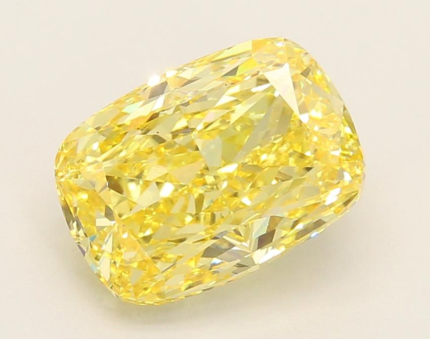 3.57 Ct. Fancy Vivid Yellow Cushion Lab Grown Diamond