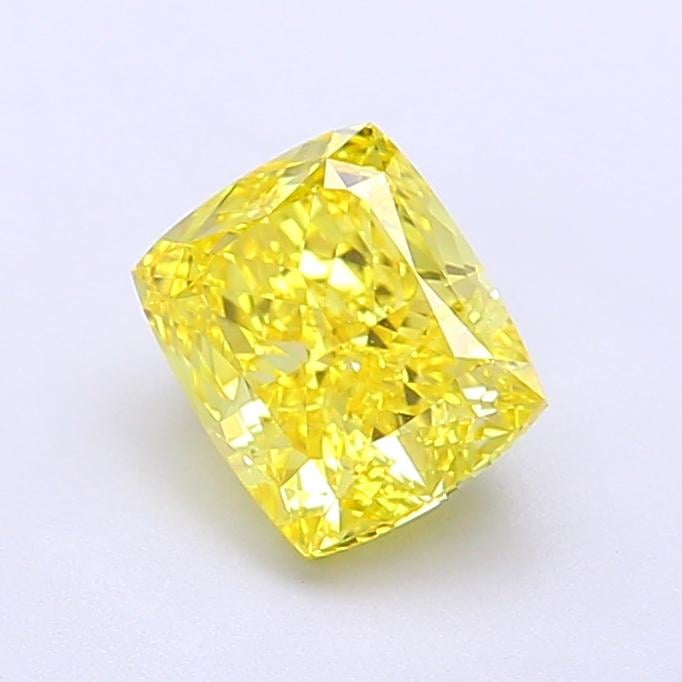 1.37 Ct. Fancy Vivid  Yellow Cushion Lab Grown Diamond