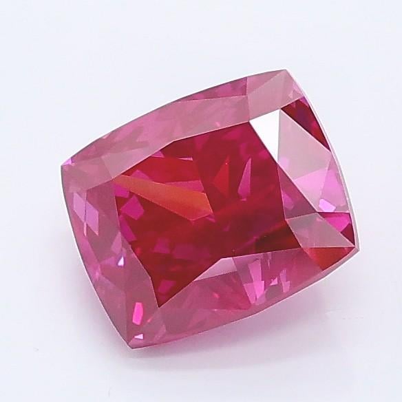 1.23 Ct. Fancy Vivid Pink Cushion Lab Grown Diamond