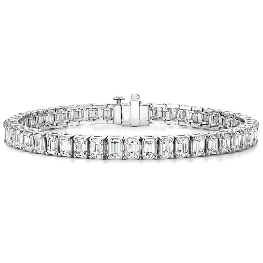 Platinum Emerald Cut Diamond Tennis Bracelet (12 ct. tw.) | Brilliant Earth