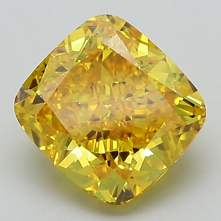 2.90 Ct. Fancy Vivid Yellow Cushion Lab Grown Diamond