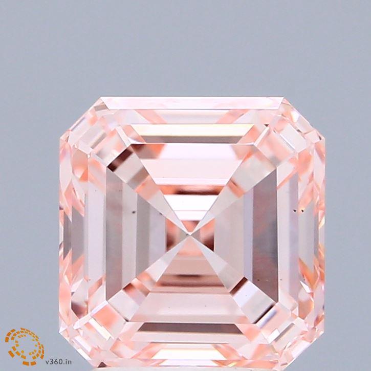 3.04 Ct. Fancy Intense Pink Asscher Lab Grown Diamond