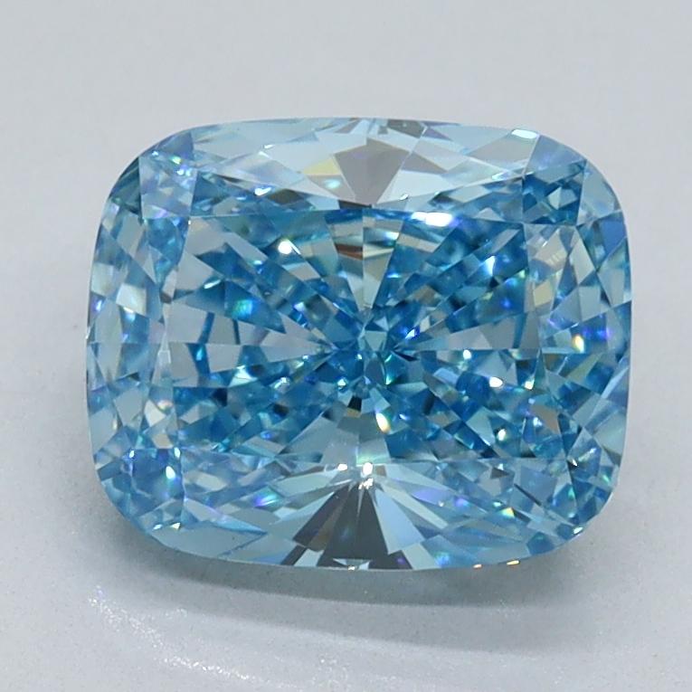 2.03 Ct. Fancy Vivid Blue Cushion Lab Grown Diamond
