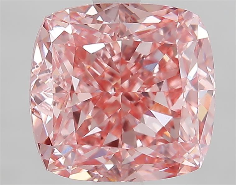 3.10 Ct. Fancy Vivid  Pink Cushion Lab Grown Diamond