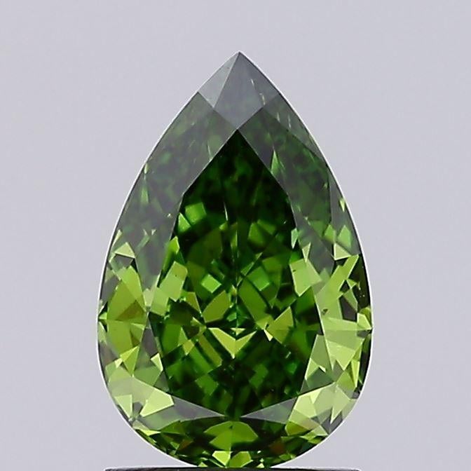 1.62 Ct. Fancy Vivid  Green Pear Lab Grown Diamond