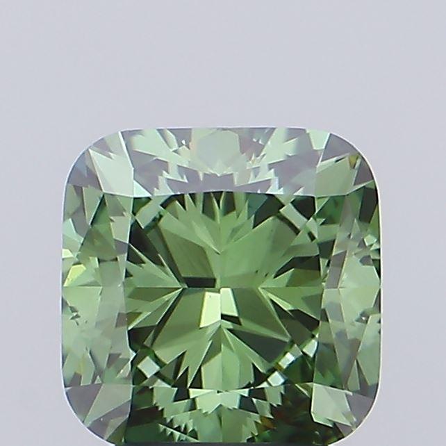 2.04 Ct. Fancy Vivid Green Cushion Lab Grown Diamond