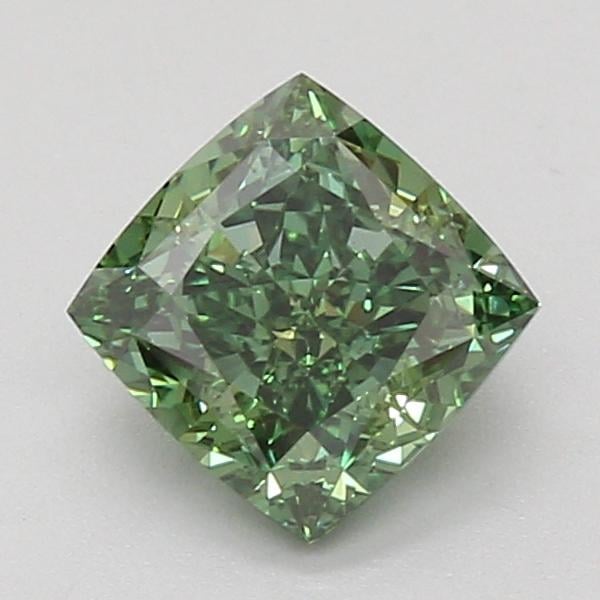 1.59 Ct. Fancy Vivid Green Cushion Lab Grown Diamond