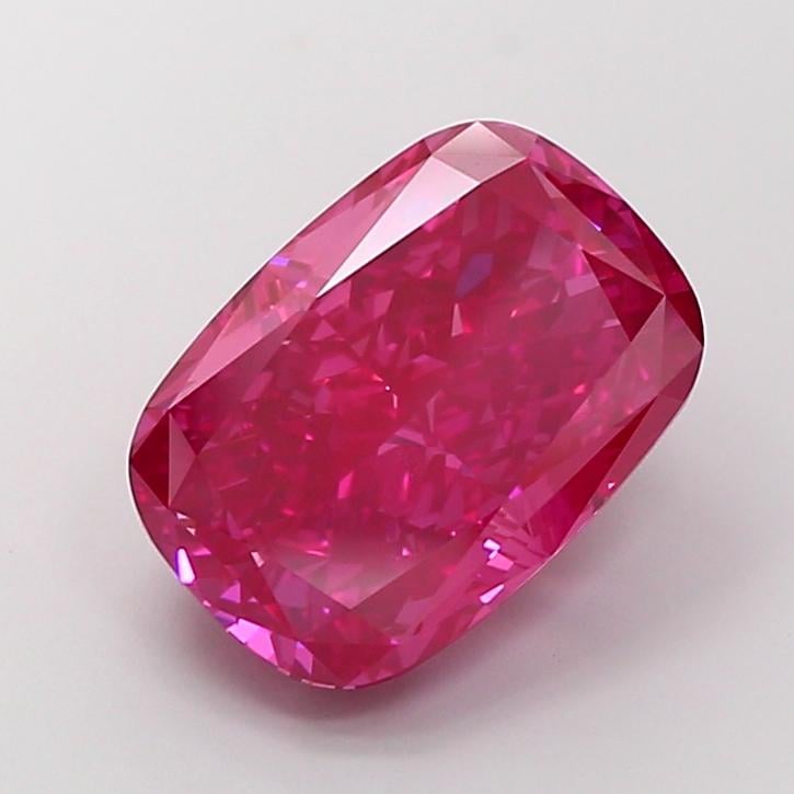 8.13 Ct. Fancy Vivid  Pink Cushion Lab Grown Diamond