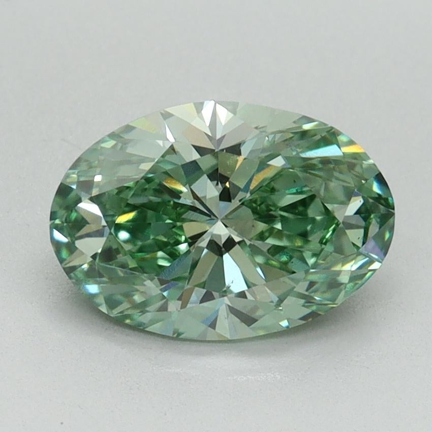 1.61 Ct. Fancy Vivid Green Oval Lab Grown Diamond