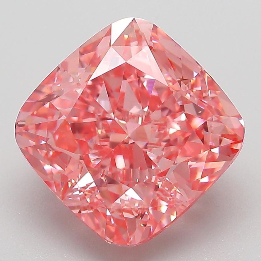 5.46 Ct. Fancy Vivid Pink Cushion Lab Grown Diamond