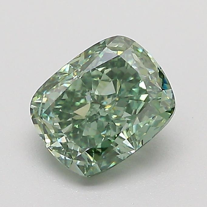 1.10 Ct. Fancy Vivid Green Cushion Lab Grown Diamond