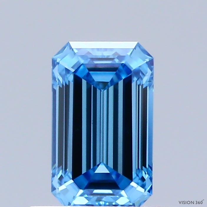 0.77 Ct. Fancy Vivid Blue Emerald Lab Grown Diamond