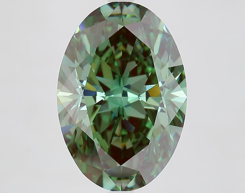 7.30 Ct. Fancy Vivid Green Oval Lab Grown Diamond