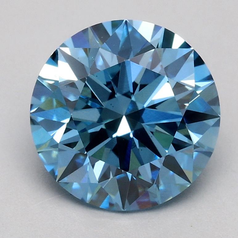1.56 Ct. Fancy Vivid Blue Round Lab Grown Diamond