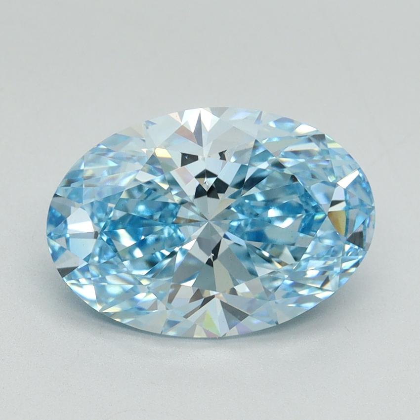 3.09 Ct. Fancy Vivid Blue Oval Lab Grown Diamond