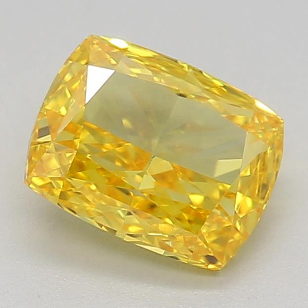 0.74 Ct. Fancy Vivid Yellow Cushion Lab Grown Diamond