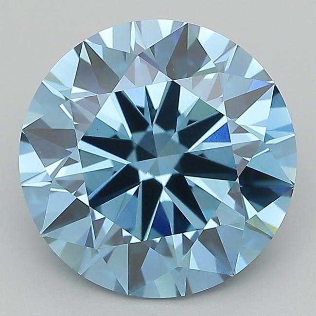 5.08 Ct. Fancy Vivid  Blue Round Lab Grown Diamond