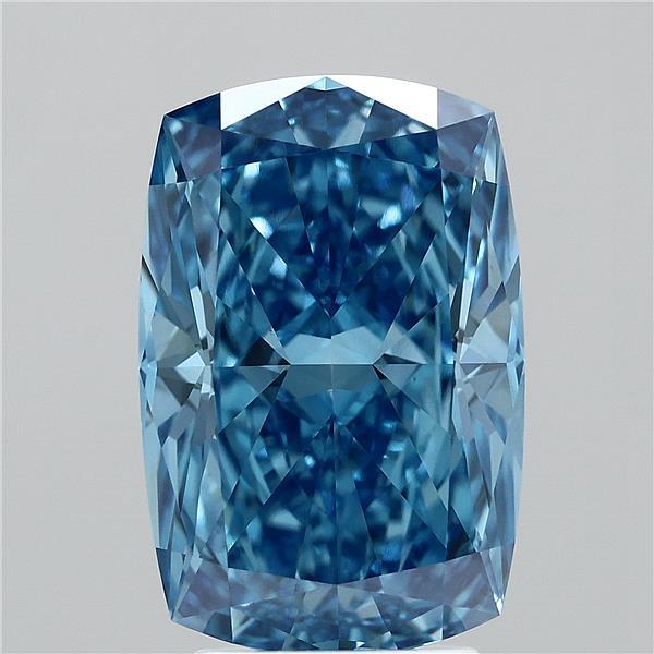 4.09 Ct. Fancy Vivid Blue Cushion Lab Grown Diamond