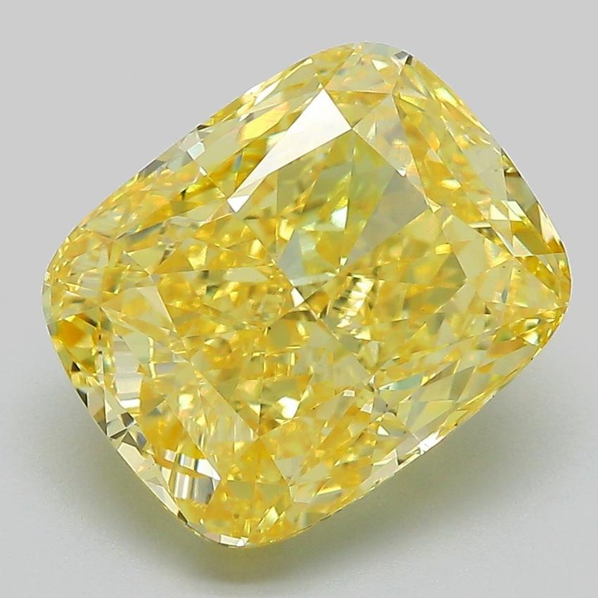 6.60 Ct. Fancy Vivid Yellow Cushion Lab Grown Diamond