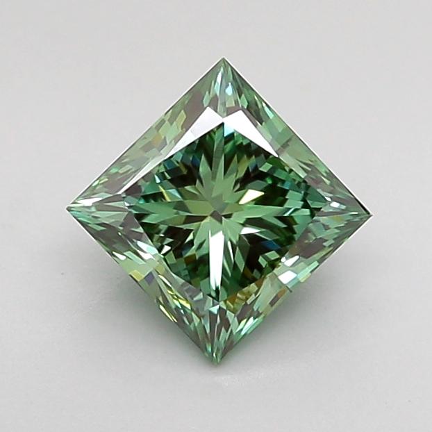 0.98 Ct. Fancy Vivid Green Princess Lab Grown Diamond