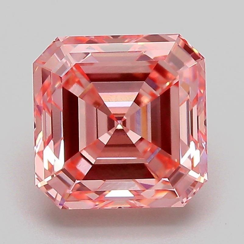 3.10 Ct. Fancy Vivid Pink Asscher Lab Grown Diamond