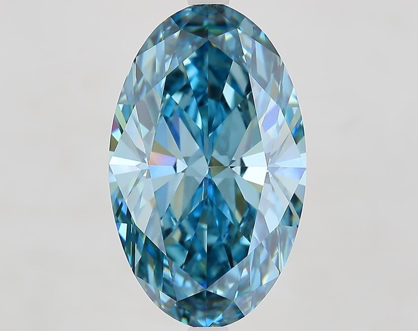 7.59 Ct. Fancy Vivid Greenish Blue Oval Lab Grown Diamond