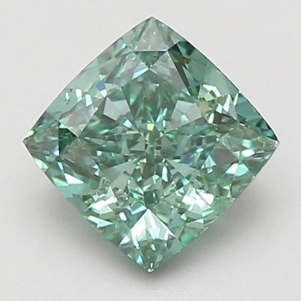 2.04 Ct. Fancy Vivid Green Cushion Lab Grown Diamond
