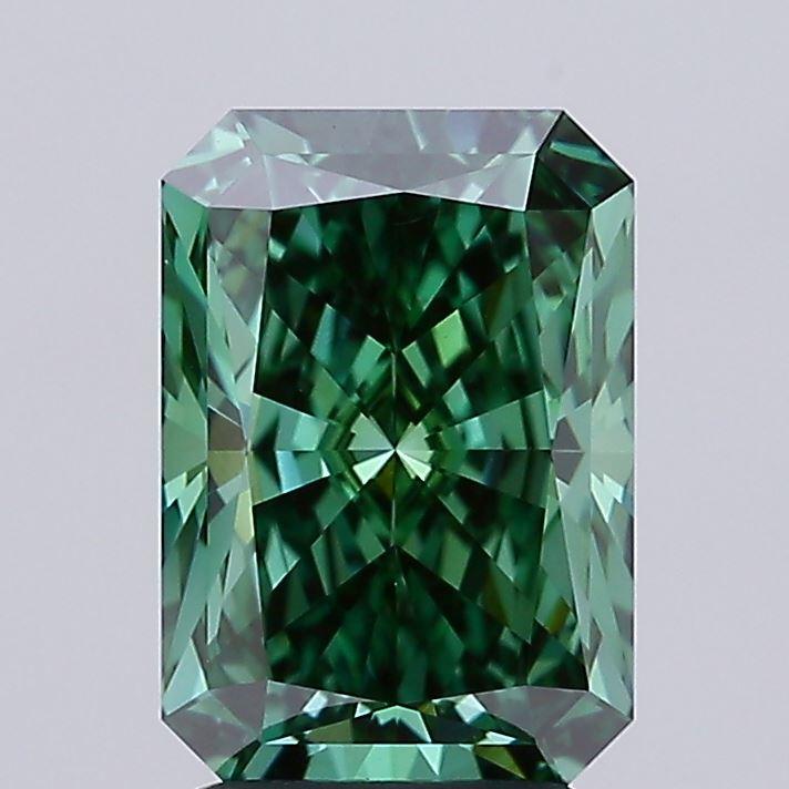 3.07 Ct. Fancy Vivid Green Radiant Lab Grown Diamond