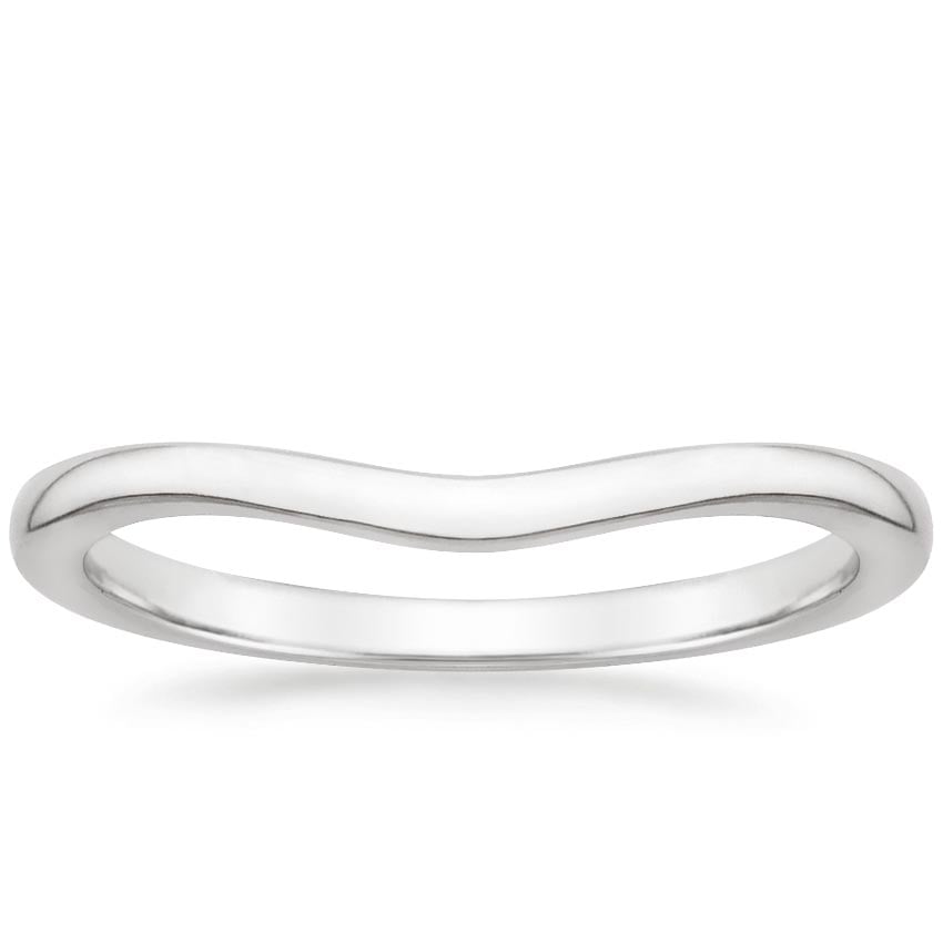 18K White Gold Petite Curved Wedding Ring, large top view