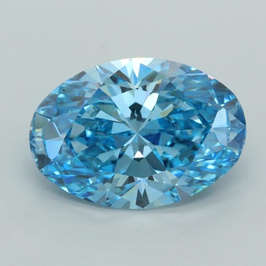 3.06 Ct. Fancy Vivid  Blue Oval Lab Grown Diamond