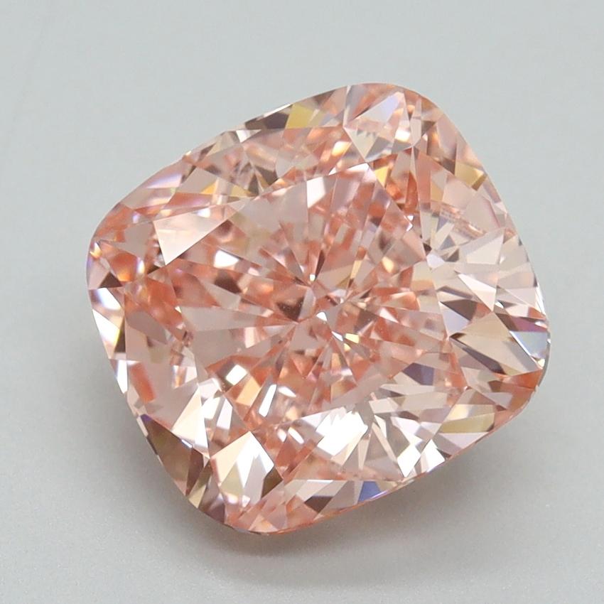 4.03 Ct. Fancy Vivid Pink Cushion Lab Grown Diamond