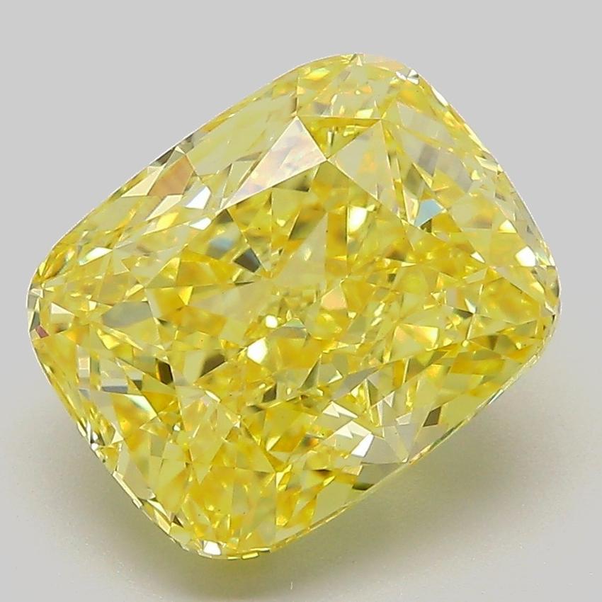 5.21 Ct. Fancy Vivid Yellow Cushion Lab Grown Diamond