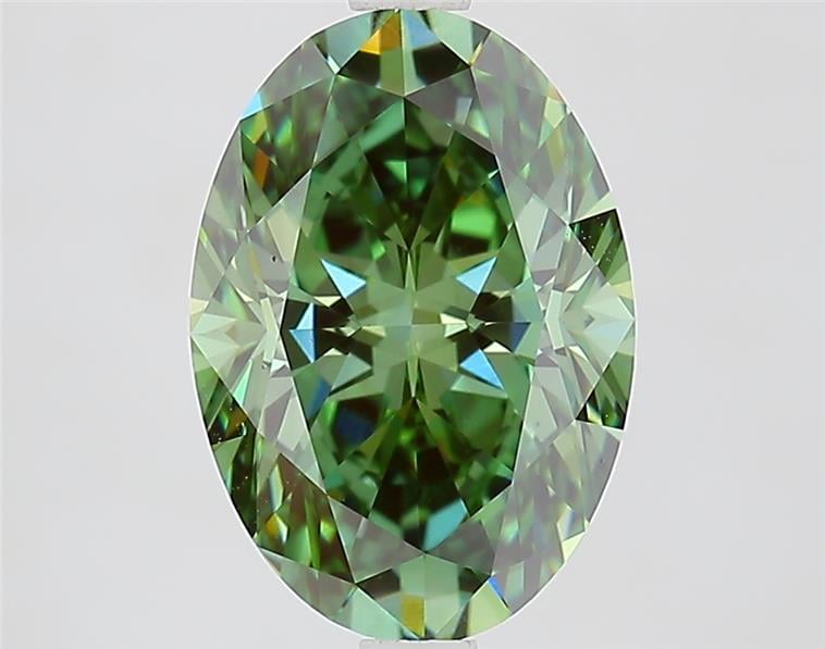 3.09 Ct. Fancy Vivid  Green Oval Lab Grown Diamond