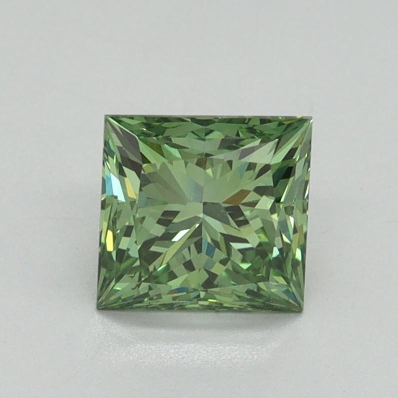 1.12 Ct. Fancy Vivid Green Princess Lab Grown Diamond