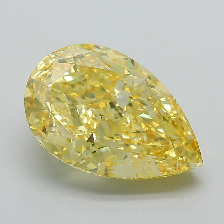 5.11 Ct. Fancy Vivid Yellow Pear Lab Grown Diamond